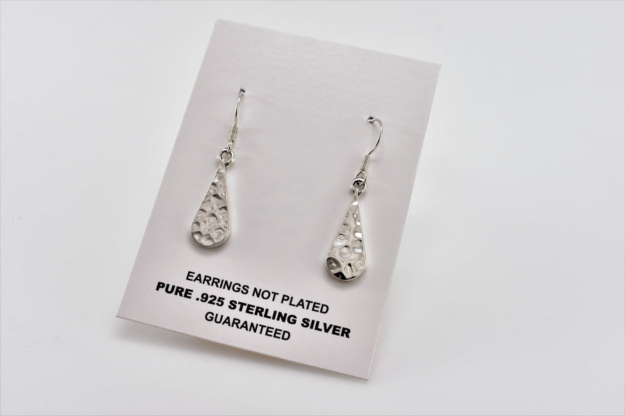 silver hammered drop earrings | Dangle Earrings | Sterling Silver Earrings