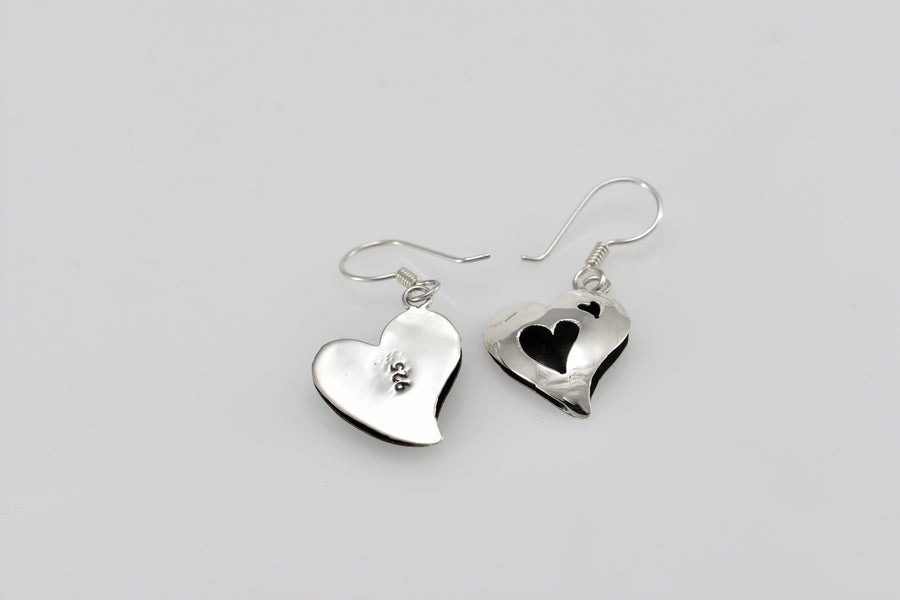 Silver Heart Dangle Earrings | Dangle Earrings | Sterling Silver Earrings