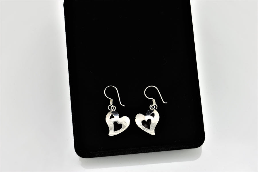 Heart Shaped Dangle Earrings | Dangle Earrings | Sterling Silver Earrings