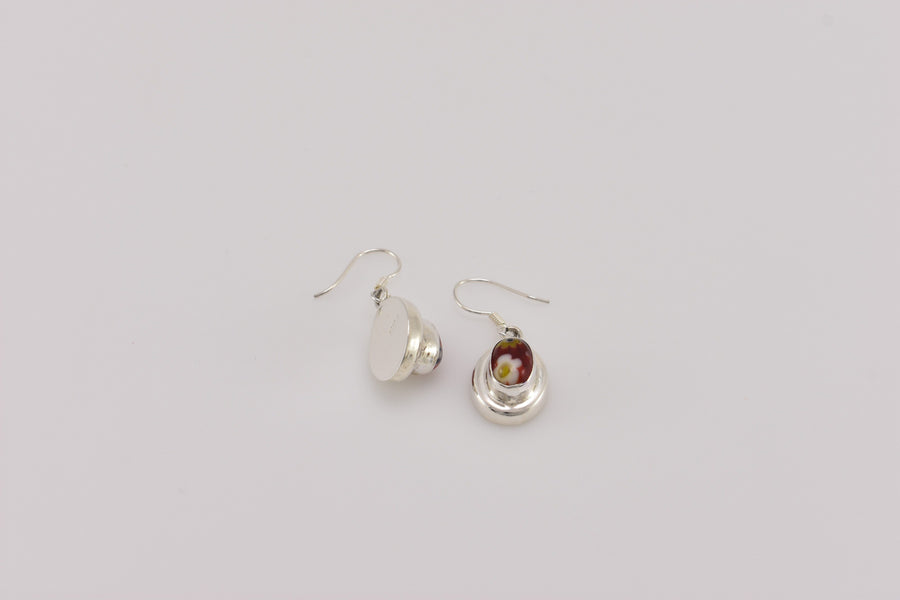 glass flower earrings | Dangle Earrings | Sterling Silver Earrings