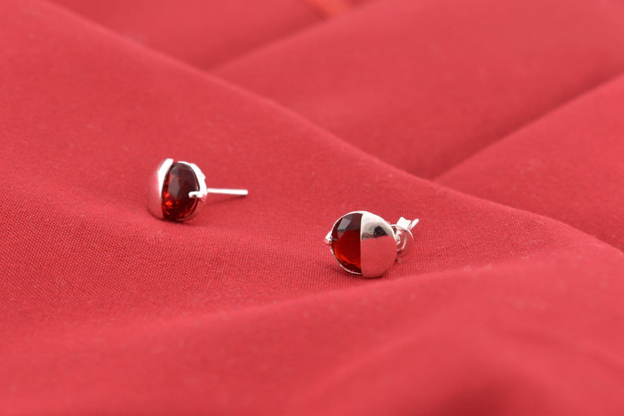 red earrings | Stud Earrings | Sterling Silver Earrings