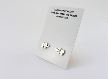 Elephant Stud Silver Earrings | Sterling Silver Earrings