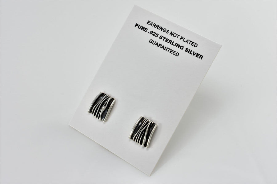silver stud earrings with black  | Sterling Silver Earrings