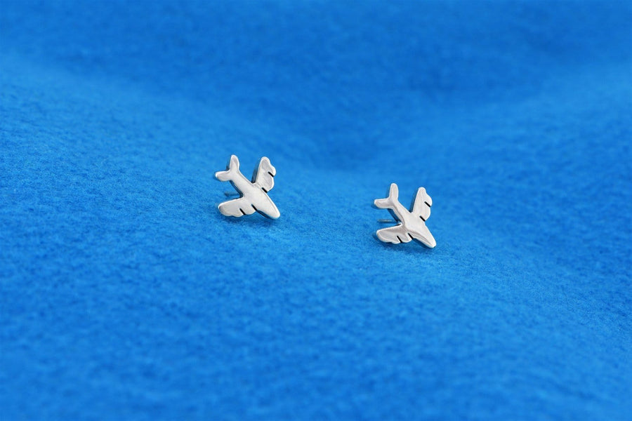 Airplane Stud Earrings | Sterling Silver Earrings