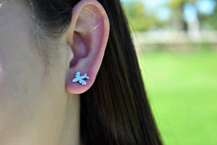 Sterling Silver airplane earrings | Stud Earrings 