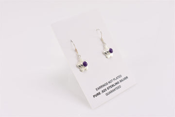 Purple Flower Dangle Earrings | Dangle Earrings | Sterling Silver Earrings