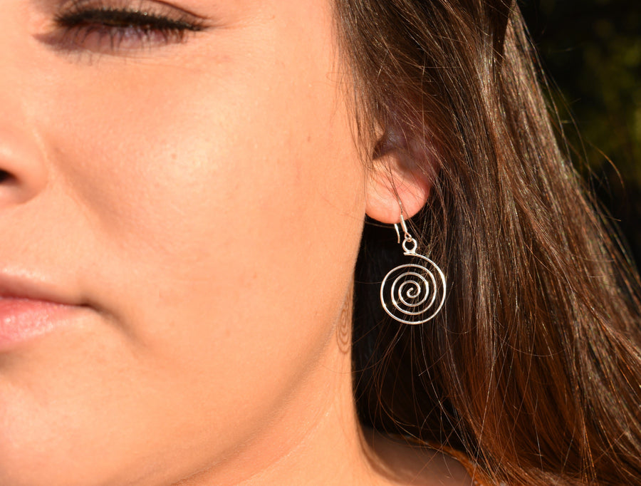 Round circle earrings | Dangle Earrings | Sterling Silver Earrings