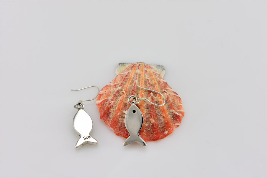 silver fish earrings | Dangle Earrings | Sterling Silver Earrings