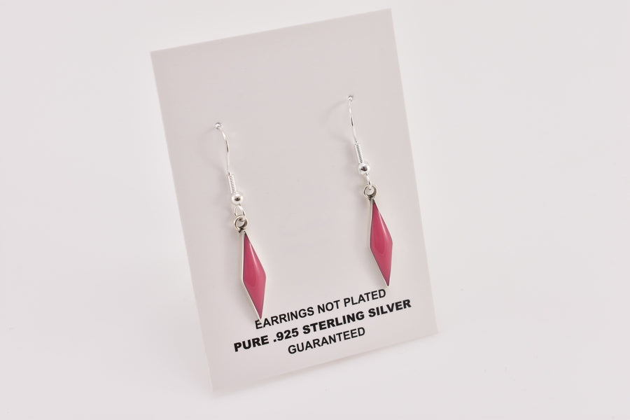Pink Triangle earrings | Dangle Earrings | Sterling Silver Earrings