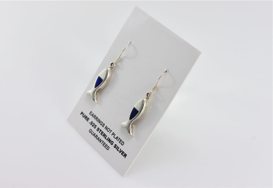 Blue Fish Earrings | Dangle Earrings | Sterling Silver Earrings