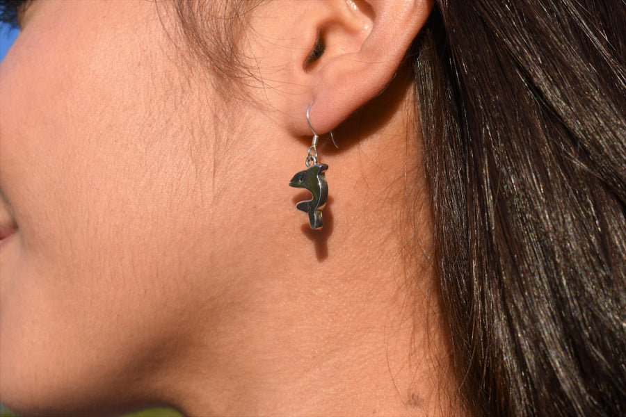 thick dolphin earrings | Dangle Earrings | Sterling Silver Earrings