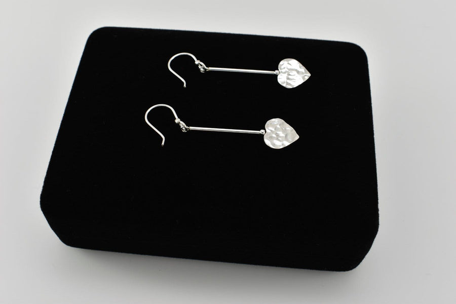 silver heart earrings | Dangle Earrings | Sterling Silver Earrings