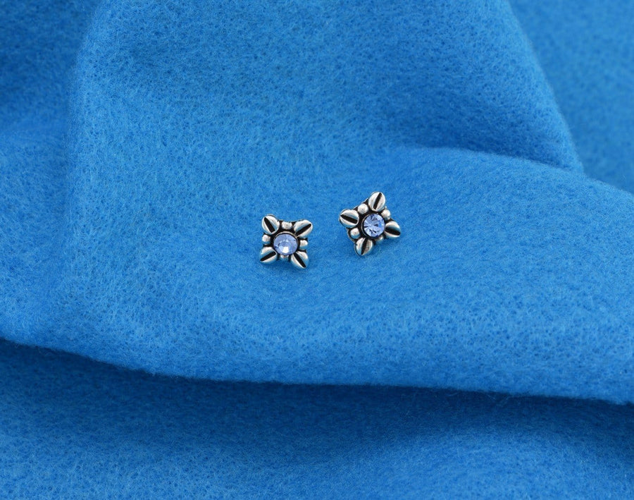 Sterling Silver Blue Earrings | Stud Earrings 