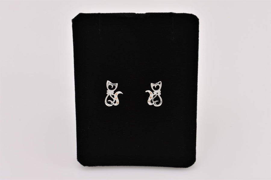Silver Cat Earrings | Stud Earrings | Sterling Silver Earrings