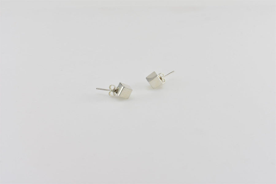 cube earrings silver studs | Hoop Earrings | Sterling Silver Earrings