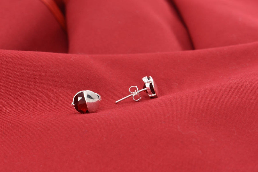 red silver earrings | Stud Earrings | Sterling Silver Earrings
