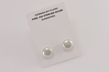 silver button earrings | Hoop Earrings | Sterling Silver Earrings