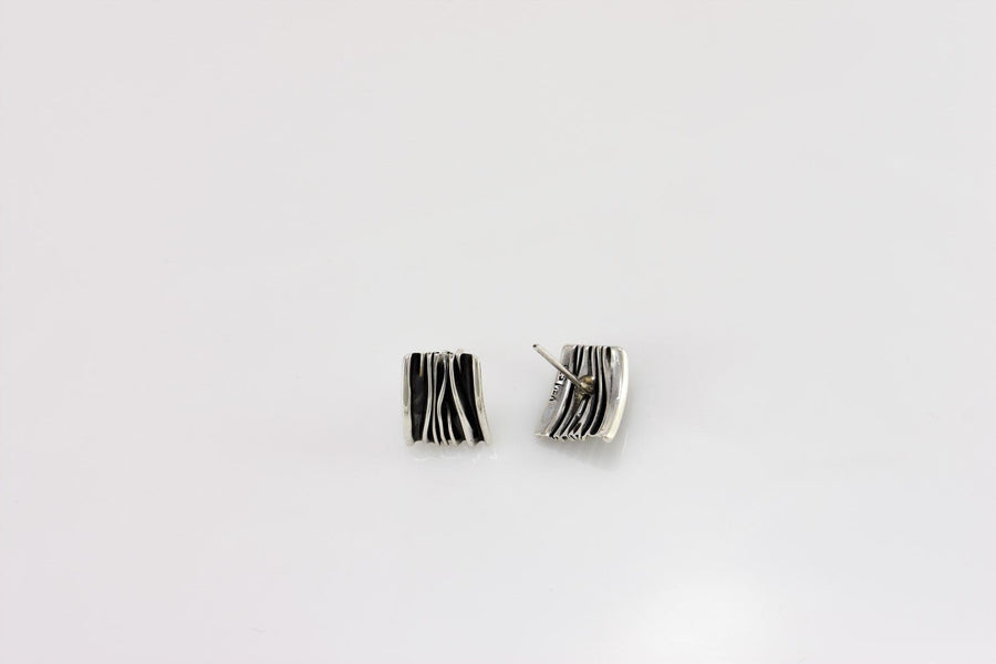 Striated Earrings Black and Silver | Stud Earrings | Sterling Silver Earrings