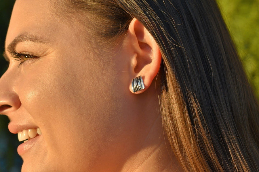 Square earrings | Stud Earrings | Sterling Silver Earrings