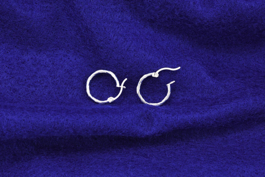 Small Silver unique hoop earrings