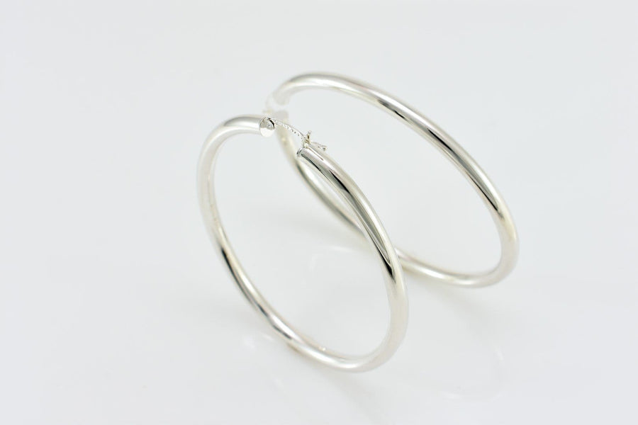 Thick Oval Silver Hoop Earrings | Stud Earrings | Sterling Silver Earrings